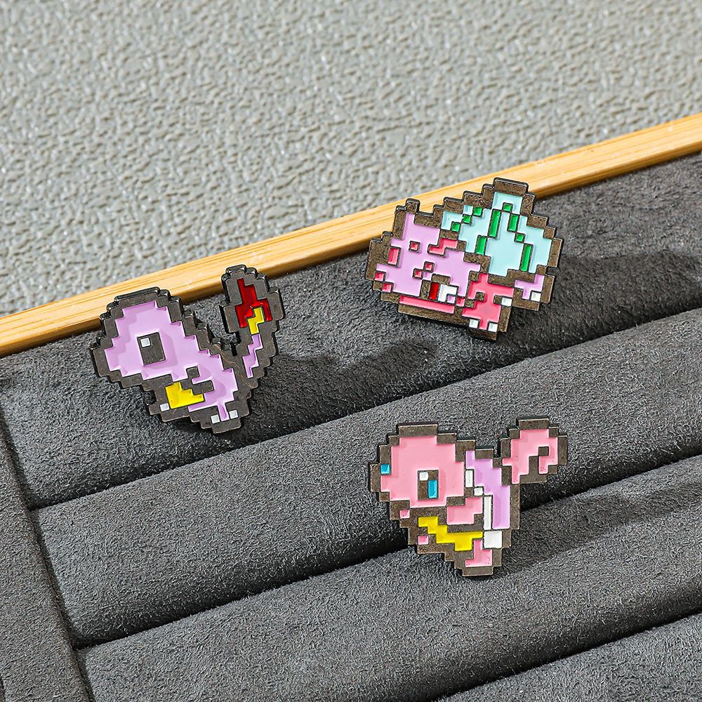 Anime Cosplay Pokemon - Pixel Mosaic Pokemon Metal Enamel Pin,
