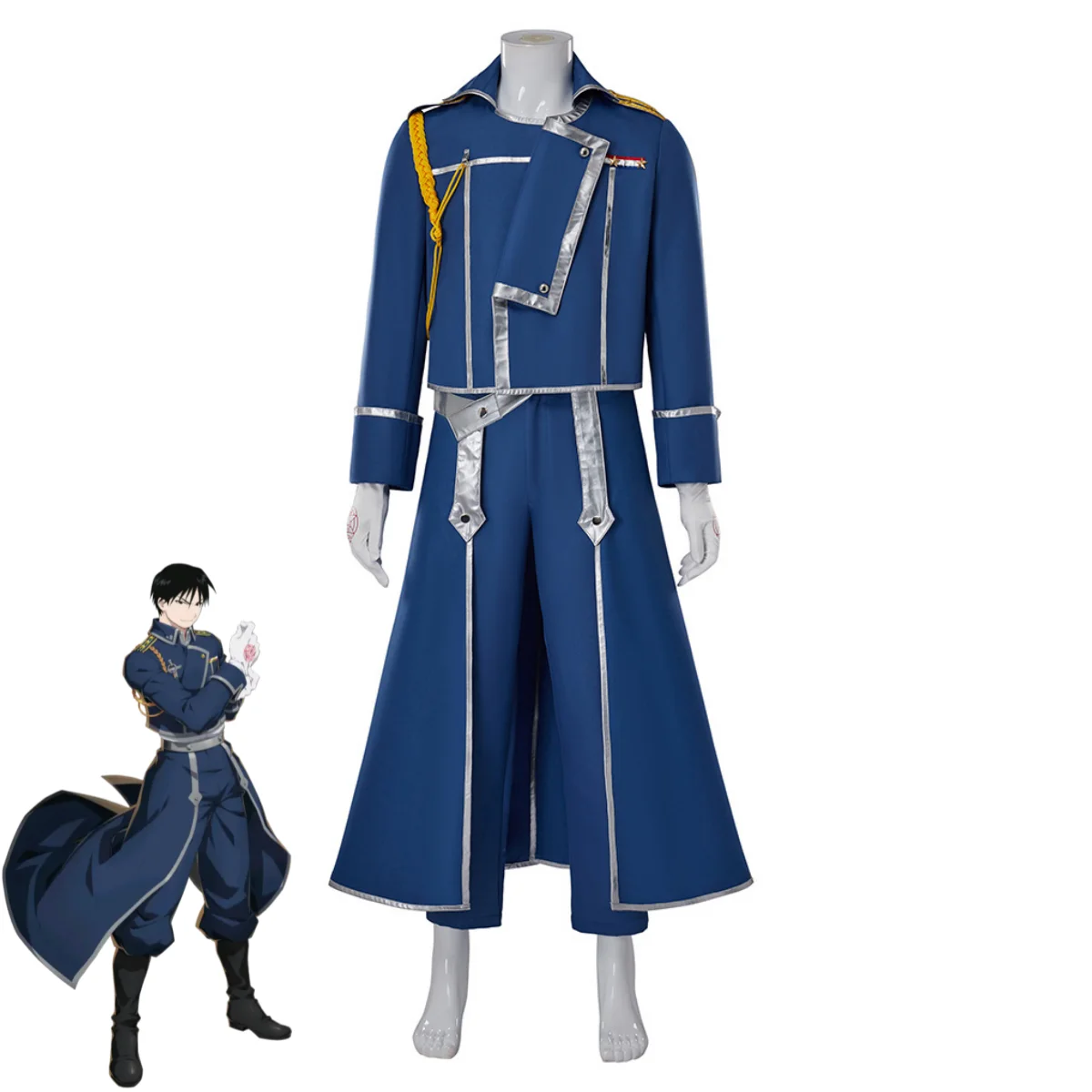 Fullmetal Alchemist Coat - Blue Fight Military Uniform Coat Wig