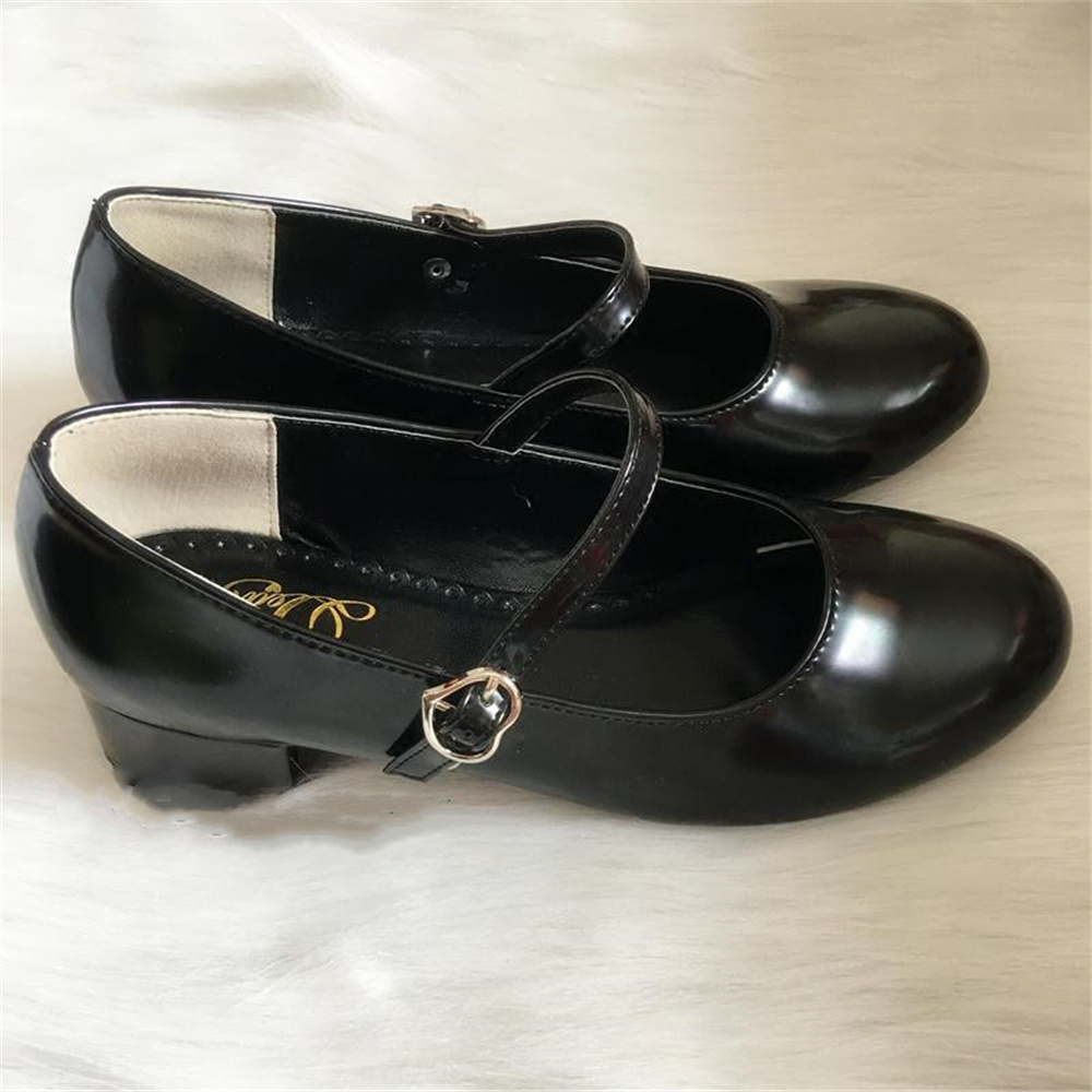 Cosplay Korean Anime - Low Heel Round Head PU Shoes