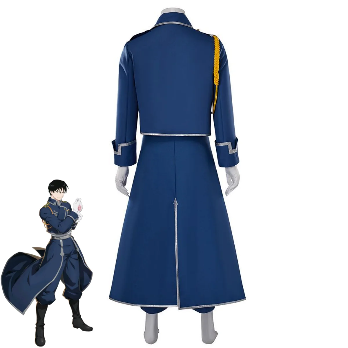 Fullmetal Alchemist Coat - Roy Mustange Cosplay Costume Blue Fight