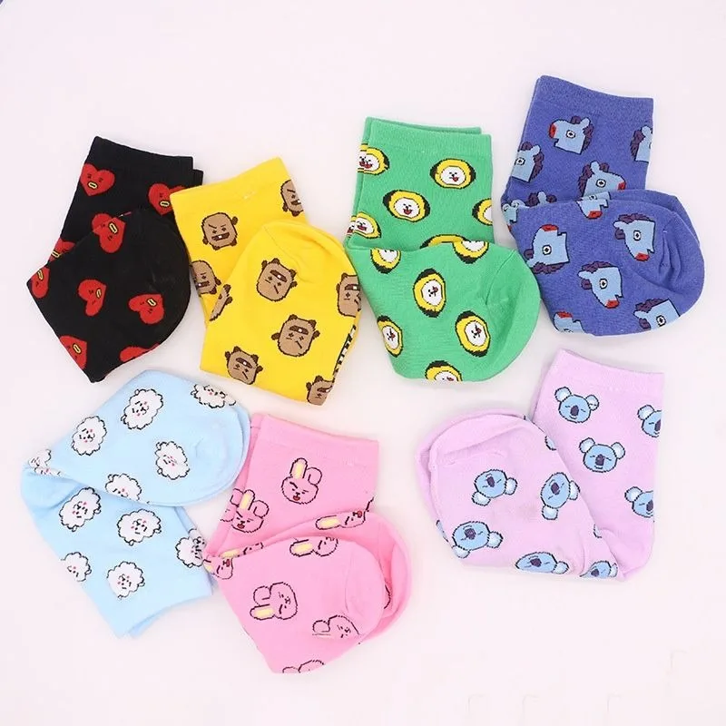 Kawaii BT21 Cartoon Socks Cute - Cosplay Korean Anime 评论和价格
