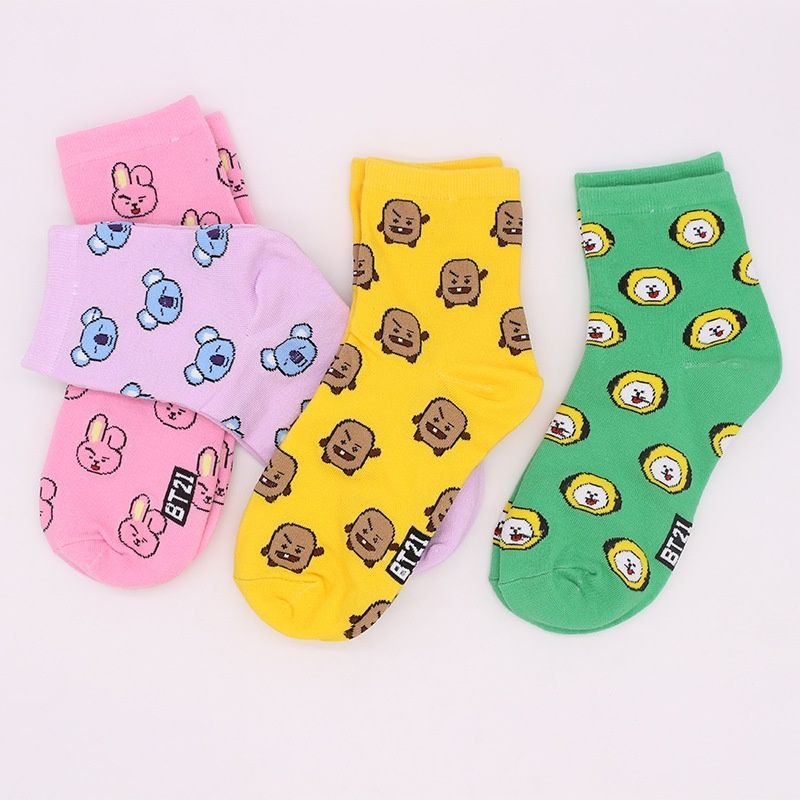 Kawaii BT21 Cartoon Socks Cute - Cosplay Korean Anime 评论和价格