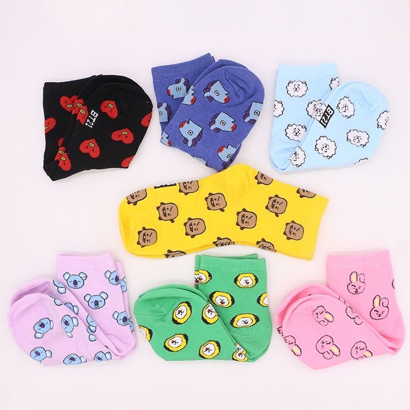 Kawaii BT21 Cartoon Socks Cute - Cosplay Korean Anime 评论和价格